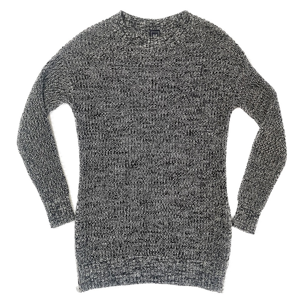 Women’s GAP Side Zip Tunic Sweater Size Small 100% Cotton Black & White Marbled